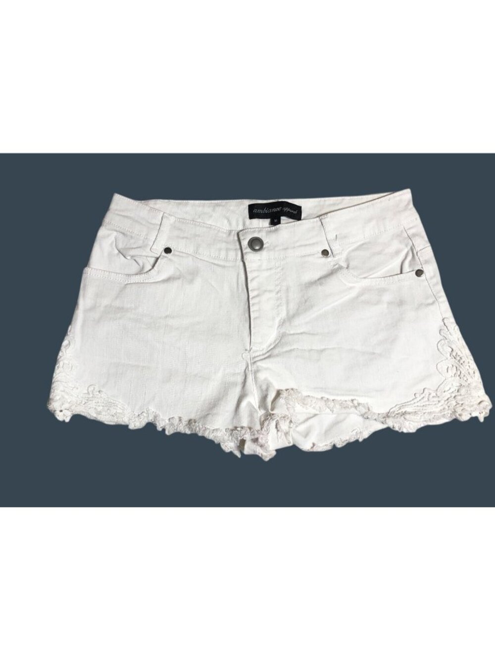 Ambiance Apparel Short Shorts Jean Womens M White Denim Distressed Cutoffs Summe